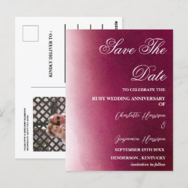 40周年ルビー結婚記念日の写真付きSave the Date ポストカード