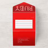 40周年ルビー結婚記念日の封筒なし オールインワン招待状 (外側)