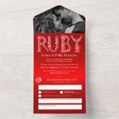 40周年ルビー結婚記念日の封筒不要 オールインワン招待状 (内側)