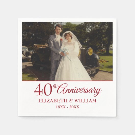 40周年ルビー結婚記念日の結婚式の写真 スタンダードカクテルナプキン (正面)