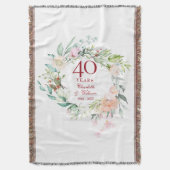 40周年ルビー結婚記念日の花輪 スローブランケット (正面縦)