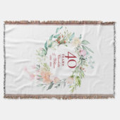 40周年ルビー結婚記念日の花輪 スローブランケット (正面)