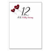 40周年ルビー結婚記念日の赤いハートの風船 テーブルナンバー (裏面)