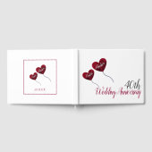 40周年ルビー結婚記念日の赤いハート風船 ゲストブック (全面)