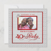 40周年ルビー結婚記念日ツートン写真パーティー 招待状 (正面)
