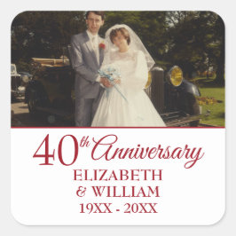 40周年ルビー結婚記念日フォトフレーム スクエアシール