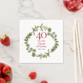 40周年ルビー結婚記念日モダングリーナリー スタンダードカクテルナプキン (インサイチュ)