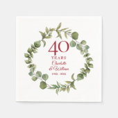 40周年ルビー結婚記念日モダングリーナリー スタンダードカクテルナプキン (正面)