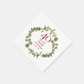 40周年ルビー結婚記念日モダングリーナリー スタンダードカクテルナプキン (角)