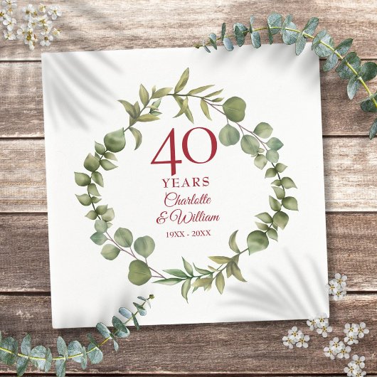 40周年ルビー結婚記念日モダングリーナリー スタンダードカクテルナプキン