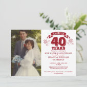 40周年ルビー結婚記念日写真におめでとう 招待状 (スタンド正面)