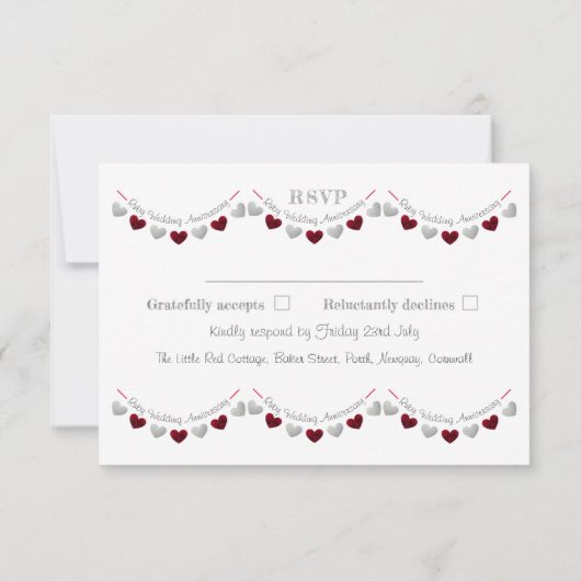 40周年ルビー結婚記念日出欠ハガキ 出欠カード (裏面)