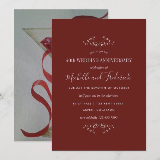 40周年ルビー結婚記念日招待状 招待状 (正面/裏面)