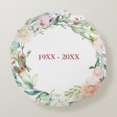 40周年ルビー結婚記念日 エレガントな花 ラウンドクッション (裏面)