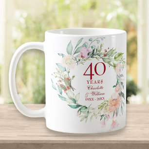 40周年ルビー結婚記念日 カントリー フラワーデザイン コーヒーマグカップ