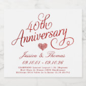 40周年ルビー結婚記念日 スパークリングワインラベル (シングルラベル)