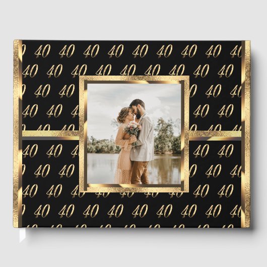 40周年ルビー結婚記念日 ブラックとゴールド ゲストブック (正面)