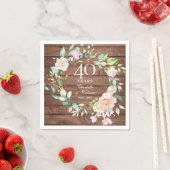 40周年ルビー結婚記念日 ラスティックウッド スタンダードカクテルナプキン (インサイチュ)