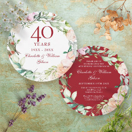 40周年ルビー結婚記念日 ローズの花環 招待状