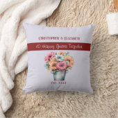 40周年ルビー記念日おめでとう　花　紫 クッション (ブランケット)