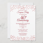 40周年ルビー記念日サプライズパーティーのコンフェッティ 招待状 (正面)