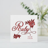 40周年ルビー記念日（日付とイニシャル入り） 招待状 (スタンド正面)