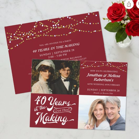 40周年ルビー記念日　Then & Now フォトパーティ 招待状