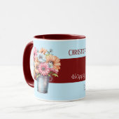 40周年ルビー記念 花の名前 青 マグカップ (正面左)