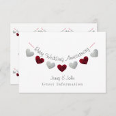 40周年ルビー&シルバーの結婚記念日バンティング エンクロージャーカード (正面/裏面)