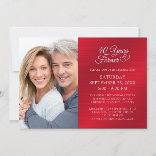 40周年ルビー ハーツ 年月を超えて永遠に 招待状 (裏面)