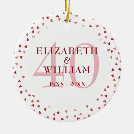 40周年ルビー ハート セラミックオーナメント (正面)