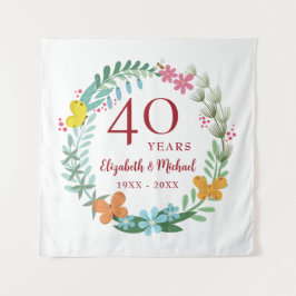 40周年ルビー フラワーバタフライ リース タペストリー