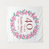 40周年ルビー フローラル ピンク フラワー リース タペストリー (正面(横))