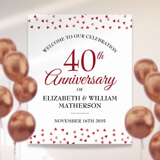 40周年ルビー・ラブ・ハーツのウェルカムサイン ポスター