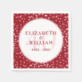 40周年ルビー・ラブ・ハーツのコンフェッティ スタンダードカクテルナプキン (正面)