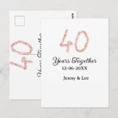 40周年一緒ブラックピンクグリッター太字レター ポストカード (正面/裏面)