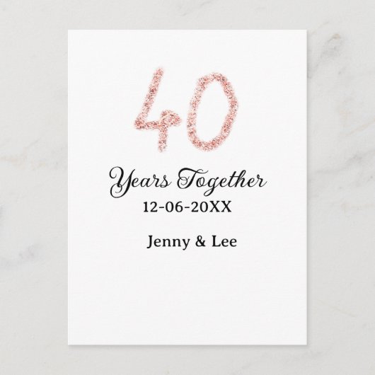 40周年一緒ブラックピンクグリッター太字レター ポストカード (正面)