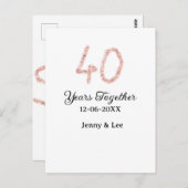 40周年一緒 ブラック ピンク グリッター ボールド レター ポストカード (正面/裏面)