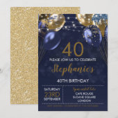 40周年招待状 ネイビーゴールド招待状 招待状 (正面/裏面)