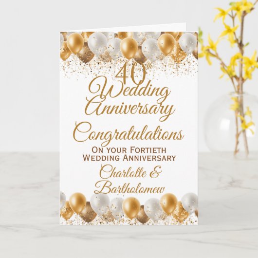 40周年結婚おめでとう カード (黄色い花)