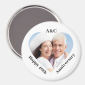 40周年結婚カップル記念ハート写真 マグネット (正面/裏面)