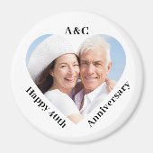 40周年結婚カップル記念ハート写真 マグネット (正面)