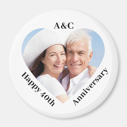 40周年結婚カップル記念ハート写真 マグネット (正面)