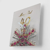 40周年結婚ルビーの結婚両親 スクエア壁時計 (傾斜)