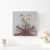 40周年結婚ルビーの結婚両親 スクエア壁時計 (ホーム)