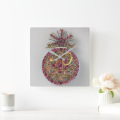 40周年結婚ルビーの結婚両親 スクエア壁時計 (ホーム)