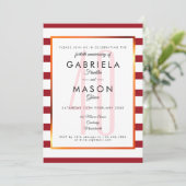 40周年結婚記念ルビーストライプアートデコ 招待状 (スタンド正面)