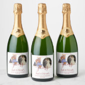40周年結婚記念ルビー2枚写真入り スパークリングワインラベル (ボトル)