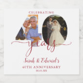 40周年結婚記念ルビー2枚写真入り スパークリングワインラベル (シングルラベル)