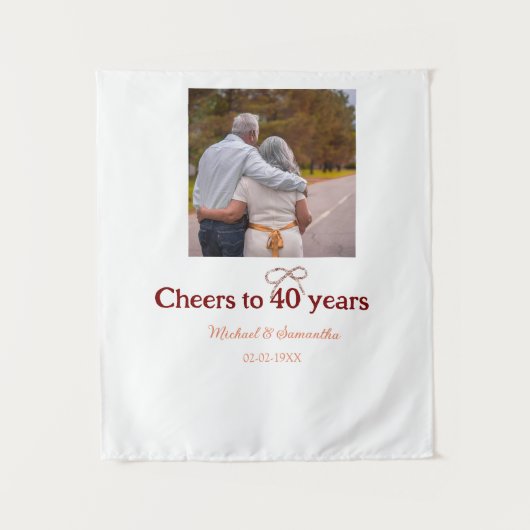 40周年結婚記念日のマロンボウおめでとう タペストリー (正面)